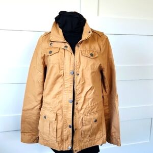 Snobbish Women's Tan Military Style Cotton Jacket Size Medium Utility Spring